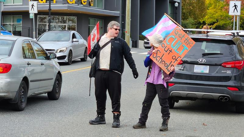 RBs_Thoughts's tweet photo. Speaking of big guys beating up women in the name of twanz wightz...this is Nicholas Matear. Not sure on height/weight but well over 6'0" 300lbs, in his mid 30s. In the photo on the street, the much smaller person next to him is 5'6" Tatiana Makovkin, in her mid 50s.

Nicholas was so offended that Tatiana wanted teachers and faculty to stop keeping special secrets about students' bodies from their parents that he walked up to her and punched her in the face hard enough to knock her down and leave a fist-shaped imprint. He tried to flee the scene on foot but a crowd of onlookers signalled to a nearby police officer to arrest him for the attack.

He claimed he "felt threatened" and the judge let him off with a slap on the wrist, because "twanz wightz".

This isn't anywhere near an isolated incident. I can produce lots of videos of trantifa and allies attacking people in different locales in the name of "trans rights", but I can't find nearly enough of people perpetuating the trannnycide to sleep well at night. Everyone has cameras ready for when literally anything else happens but for some reason I can't find enough battered troons to satisfy these urges.

TRA side's totally the good guys though. Trans rights all the way.

https://t.co/dGQVbJ67Ao