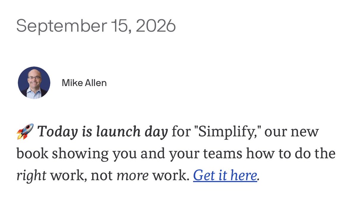 AxiosComms's tweet photo. 🚀 Today is launch day for our founders new book "Simplify: Do 50% More with 50% Less"

It’ll showing you and your teams how to confront toxic complexity, delete it, and then amplify the good parts of your life and work. 

📒 order today: https://t.co/EssCp6zB1U https://t.co/VVjOe2I1aX