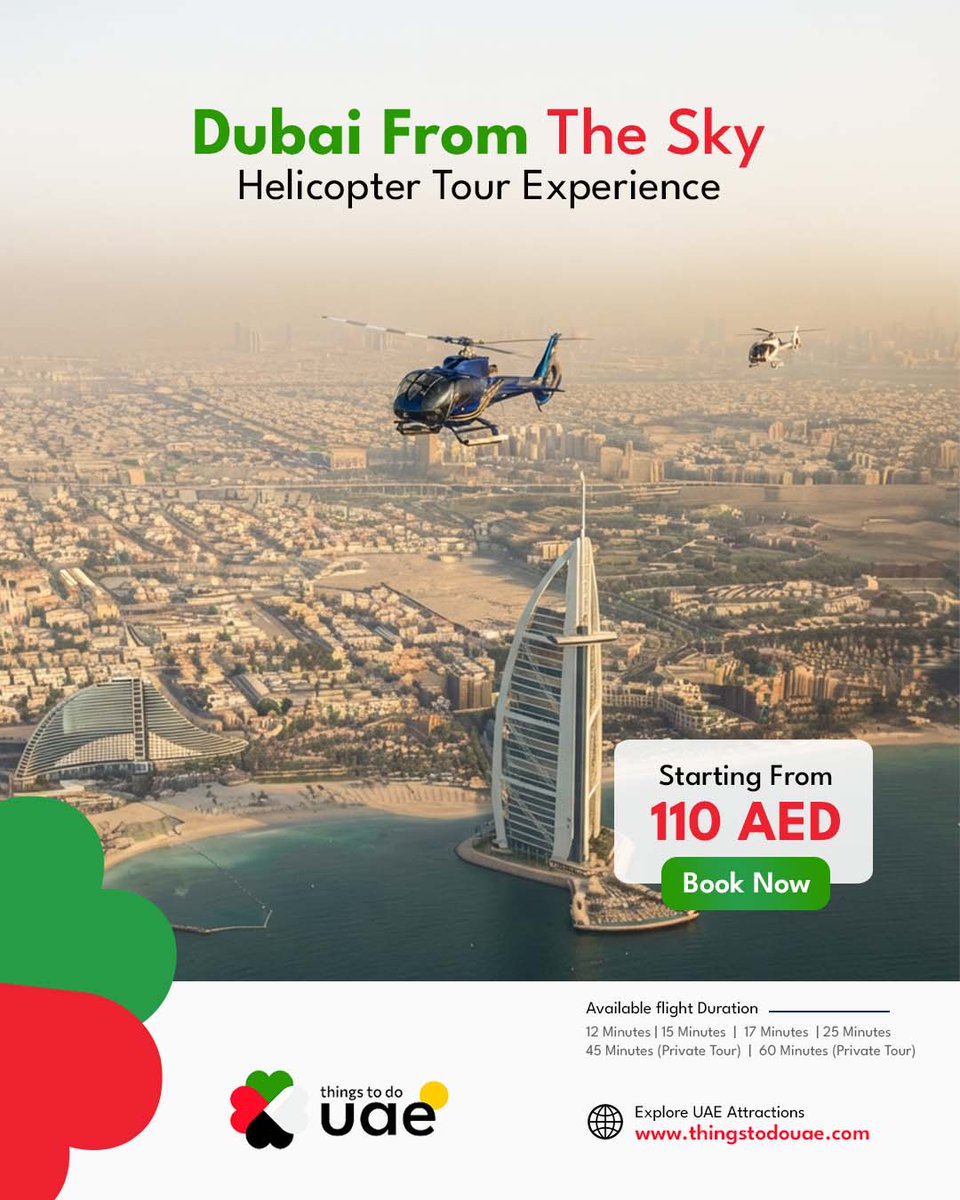 thingstodouae's tweet photo. 🚁 See Dubai from above! ✨ Enjoy a thrilling helicopter tour with stunning skyline, coastline, and landmark views. 🌆

👉 https://t.co/51mStEyWfn

#DubaiHelicopterTour #DubaiViews #ThingsToDoUAE https://t.co/cpLUlHypBI