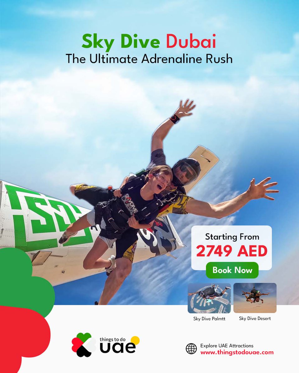 thingstodouae's tweet photo. 🪂 Skydiving Dubai – The Ultimate Adrenaline Rush ✨
"Take adventure to the next level with a once-in-a-lifetime skydiving experience. Feel the thrill of freefall while enjoying incredible views of Dubai’s coastline.

👉 https://t.co/G6xk0TMKu0
#SkydivingDubai #DubaiAdventure https://t.co/nfXQBe96N1