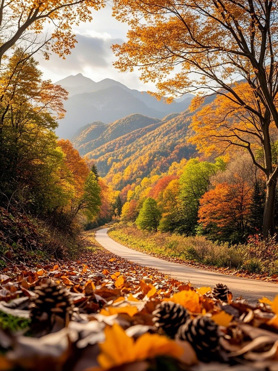 aniku225638's tweet photo. A gentle autumn breeze carries golden maple leaves, making every step feel like a soft warm hug.， https://t.co/6TNZ5V3heY
