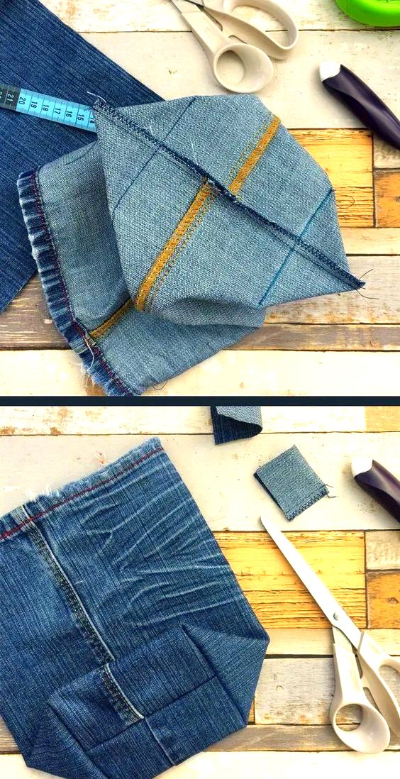 playj269755's tweet photo. This weekend DIY: upcycle old denim into a cute phone pouch in 10 mins! No sewing needed, just scissors + fabric glue. https://t.co/NvNY60TNvi