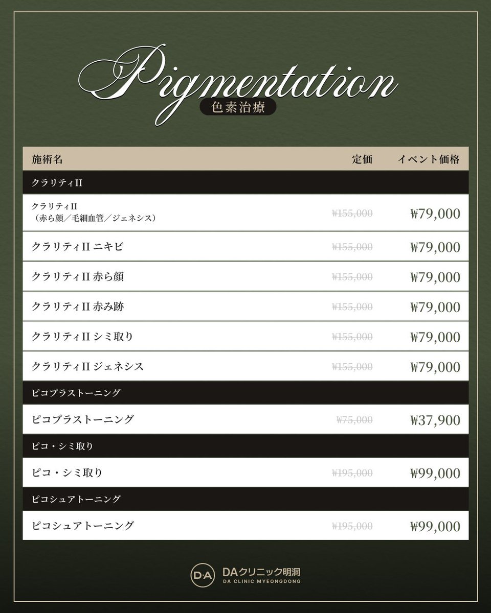 daclinic_md's tweet photo. 【毛穴・ニキビ跡・色素治療】

毛穴・ニキビ跡・色素悩みにアプローチし、なめらかで透明感のある肌へ✨

#毛穴 #ニキビ跡 #色素治療 https://t.co/rGNOTuEapd