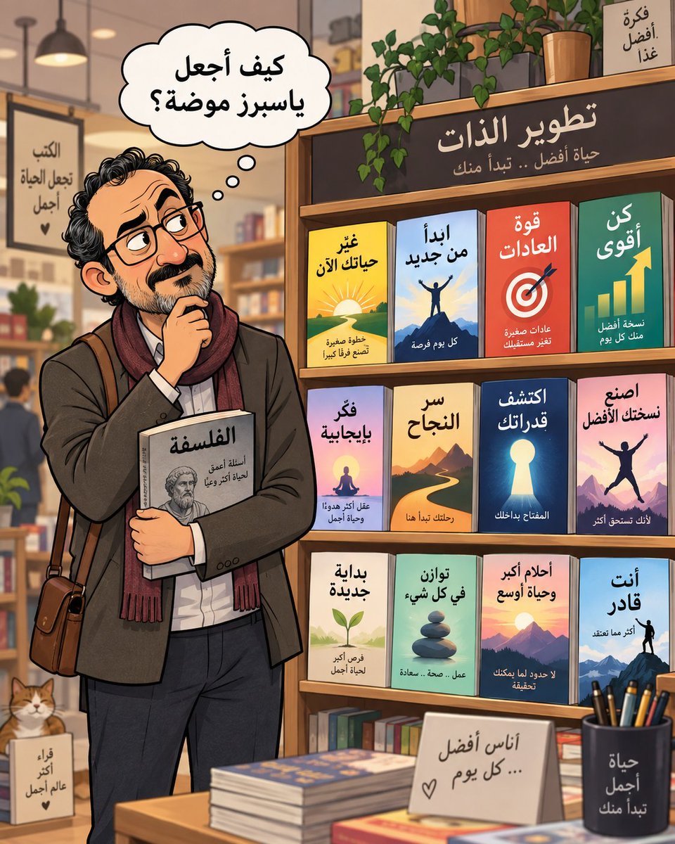alerwee's tweet photo. أنا واحد من أولئك القراء المنغمسين في الفلسفة إلى حدٍّ يجعلهم يرون العالم أحيانًا من خلال الكتب أكثر مما يرونه من خلال الناس. سنوات من كانط، ونيتشه، وهيغل، وهايدغر، وسارتر، وياسبرز، ومن خلفهم الشراح والمجادلات والحواشي. ومع هذا كله، أجد نفسي أحيانًا أنظر إلى رفوف كتب التنمية الذاتية بشيء من الغيرة.
نعم، غيرة.
ليست غيرة من مضمونها في الغالب، فأنا كثيرًا ما أراها سطحية، مكررة، تبالغ في الوعود، وتعيد تدوير الفكرة نفسها بعشرة عناوين مختلفة. لكنني أغار من شيء آخر: من قدرتها المدهشة على الوصول.

كتاب يقول للقارئ: «غيّر حياتك في ثلاثين يومًا»، فيجد طريقه إلى آلاف القراء. وكتاب يناقش الحرية، والموت، والذنب، والمعنى، وحدود المعرفة، يبقى في رف هادئ لا يقترب منه إلا قلة.

وهنا يبدأ السؤال الذي يزعجني:

لماذا؟

لماذا تستطيع فكرة بسيطة، وربما ساذجة، أن تنتشر كالنار، بينما تبقى الفكرة العميقة محبوسة داخل لغة أكاديمية باردة؟

أنا قارئ فلسفة، وأعرف أن جزءًا من المشكلة فينا نحن أيضًا. نحن نحب أحيانًا أن تبدو الفلسفة صعبة. نحب المصطلح كما لو كان ختمًا على الجدية. نستعمل الكلمات الأجنبية، ونستطرد، ونحتفظ بالجملة طويلة ومعقدة، ثم نتساءل بعد ذلك: لماذا لا يقرأ الناس؟

ر��ما لأننا لم نحاول أصلًا أن نجعلهم يقرأون.

حين أقرأ ياسبرز الآن، أشعر أن الرجل يملك مادة تستطيع أن تهزم نصف سوق التنمية الذاتية بسهولة لو قُدّمت جيدًا.

هو ��تحدث عن المرض.

عن الخوف.

عن لحظات لا يستطيع الإنسان إصلاحها.

عن الموت.

عن الذنب.

عن الوحدة.

عن الحاجة إلى الآخر.

عن الحرية.

عن حدود العلم.

عن الإيمان من دون يقين كامل.

عن الإنسان حين يصل إلى الحافة.

ما الذي يمكن أن يكون أكثر اتصالًا بحياة الناس من هذا؟

ومع ذلك لا يعرفه كثيرون.

يعرفون نيتشه.

يعرفون سارتر.

يعرفون كامو.

يعرفون عبارات مقتطعة من كتب لم يقرؤوها.

أما ياسبرز، فيبقى كأنه سر أكاديمي.

وهنا بدأت أشعر بشيء آخر غير الغيرة: الحماسة.

ماذا لو أُعيد تقديمه؟

ليس تلخيصه.

ولا تبسيطه حتى يفسد.

بل تغيير طريقة الدخول إليه.

بدل أن أكتب:

«��لمواقف الحدّية عند كارل ياسبرز».

أكتب:

هناك أشياء لن تتجاوزها.

وبدل:

«حدود المعرفة العلمية».

أكتب:

العلم يعرف مرضك، لكنه لا يعرف ماذا يعني أن تخاف.

وبدل:

«التواصل الوجودي».

أكتب:

لن تصبح نفسك وحدك.

وبدل:

«الإيمان الفلسفي».

أكتب:

هل يمكنك أن تؤمن من دون أن تدّعي أنك تعرف؟

فجأة أشعر أن ياسبرز خرج من قاعة المحاضرات.

جلس بجانب القارئ.

وهذه هي النقطة التي بدأت تهمني أكثر فأكثر.

أنا لا أريد أن أحوّل الفلسفة إلى تنمية ذاتية.

أريد أن أسرق من التنمية الذاتية أسلحتها.

العنوان.

الإغواء.

الجملة الأولى.

السؤال الشخصي.

الصدمة الصغيرة.

الإحساس بأن هذا الكلام يخصك أنت.

كتب التنمية الذاتية بارعة جدًا في هذه الحيلة.

هي لا تقول:

«سنبحث مفهوم التكيف النفسي».

بل تقول:

«لماذا لا تستطيع أن تتجاوز ما حدث لك؟»

لا تقول:

«سنناقش إشكالية الحدود الشخصية».

بل تقول:

«توقف عن السماح للناس باستنزافك».

لا تقول:

«سنناقش القلق الوجودي».

بل تقول:

«لماذا تخاف رغم أن كل شيء بخير؟��

إنها تعرف كيف تحوّل المفهوم إلى جرح.

أما الفلسفة، فغالبًا تفعل العكس.

تأخذ الجرح الحقيقي، ثم تغطيه بالمفهوم.

أنا أريد أن أقلب هذه المعادلة.

أريد أن أبدأ بالجرح.

ثم أصل إلى الفيلسوف.

أريد أن يشعر القارئ أولًا:

«هذا يتحدث عني.»

ثم، بعد عشر صفحات، أقول له:

الرجل الذي فكر في هذا بعمق قبل عقود اسمه كارل ياسبرز.

هنا يصبح الفيلسوف اكتشافًا، لا عبئًا.

وأعترف أنني بدأت أحلم بشيء ربما يبدو سخيفًا قليلًا: أن ينافس كتاب فلسفي كتب التنمية الذاتية في السوق نفسه.

ليس في العمق، بل في الجاذبية.

أتخيل كتابًا بعنوان:

لا يمكنك إصلاح كل شيء

وتحته:

كارل ياسبرز وفلسفة العيش عند حدود الإنسان

أو:

حين لا تنفع النصائح

أو:

كيف تعيش عندما لا يوجد حل؟

هذه عناوين تبدو كأنها خرجت من رف التنمية الذاتية.

وهذا بالضبط ما أريده.

أريد القارئ الذي يشتري كتب «غيّر حياتك» أن يمد يده إلى هذا الكتاب أيضًا.

يفتحه وهو ينتظر وصفة.

ثم يكتشف أنه دخل مكانًا آخر.

يجد أن الكتاب لا يعده بالسعادة.

ولا يقول له إنه قادر على كل ش��ء.

ولا يخبره أن التفكير الإيجابي سيحل أزماته.

بل يقول له:

بعض الأشياء لا تُحل.

بعض الأشياء لا تُنسى.

بعض الأشياء لا تُتجاوز.

لكن الإنسان يستطيع أن يصبح أكثر صدقًا أمامها.

كم سيكون جميلًا أن يدخل القارئ من باب «التنمية الذاتية»، ثم يجد نفسه بعد خمسين صفحة أمام ياسبرز وكانط وكيركغارد وحدود المعرفة والحرية والتعالي.

يكتشف متأخرًا أنه دخل الفلسفة.

ربما هذه هي الخدعة التي أحلم بها.

خدعة نبيلة.

يتب��