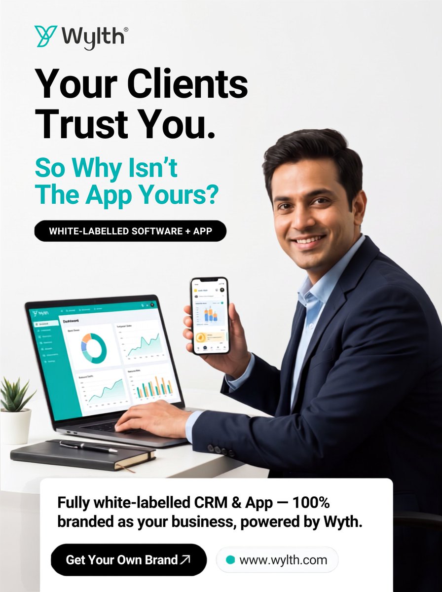 wylth_official's tweet photo. Your clients trust you. So why isn't the app yours?
Get a fully white-labelled CRM &amp; app — 100% branded as your business, powered by Wylth.
Get your own brand → https://t.co/eYAg11zAty

#WhiteLabel #WealthTech #MFD #Wylth https://t.co/ezvaWA0Mff