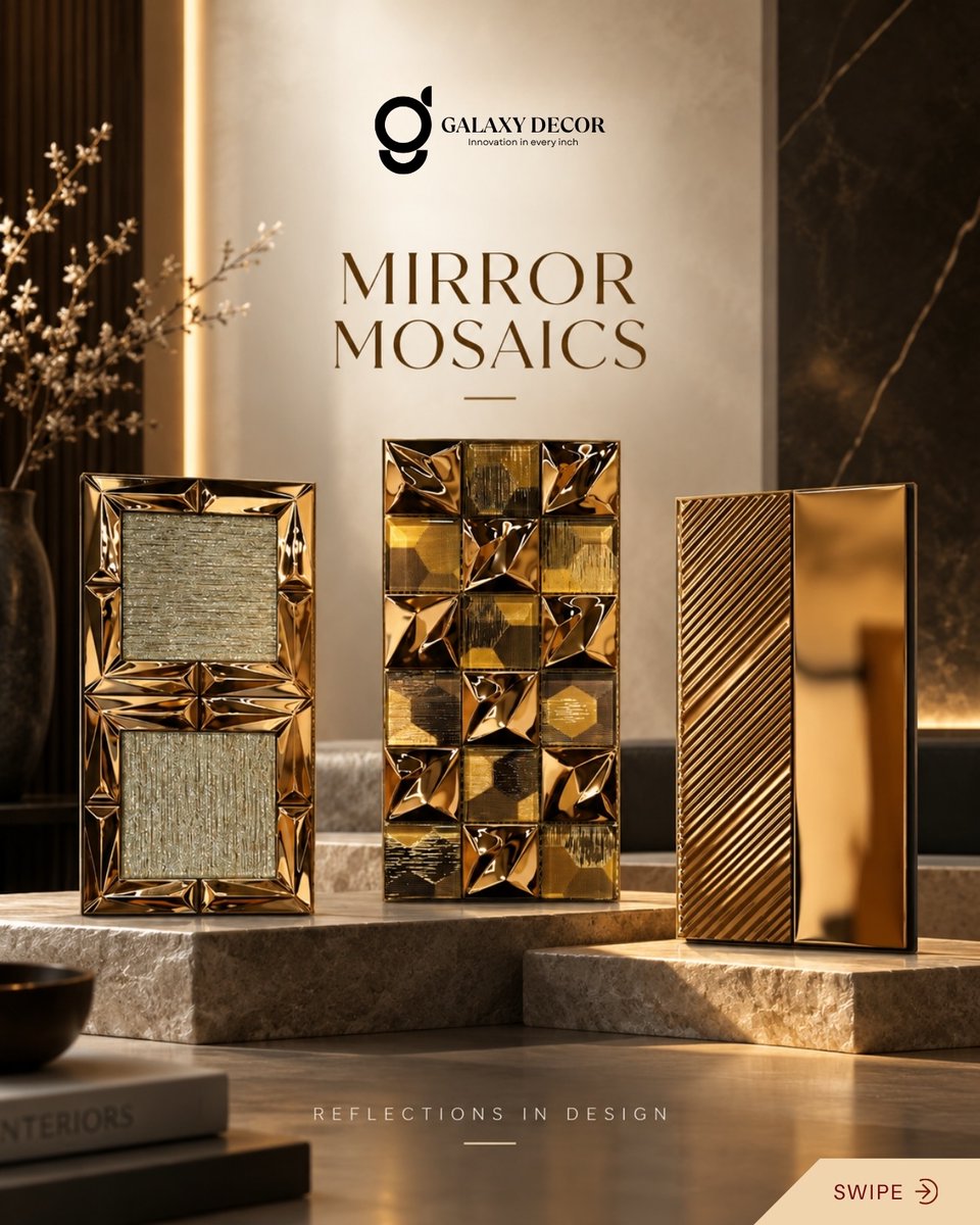 ThoraPruzansky's tweet photo. Reflections that redefine luxury. Turn ordinary walls into statement spaces with the timeless elegance of Mirror Mosaics. Every piece adds depth, character and opulence to sophisticated interiors. True luxury isn’t just seen—it’s reflected. Galaxy https://t.co/2MRgzOmGaq