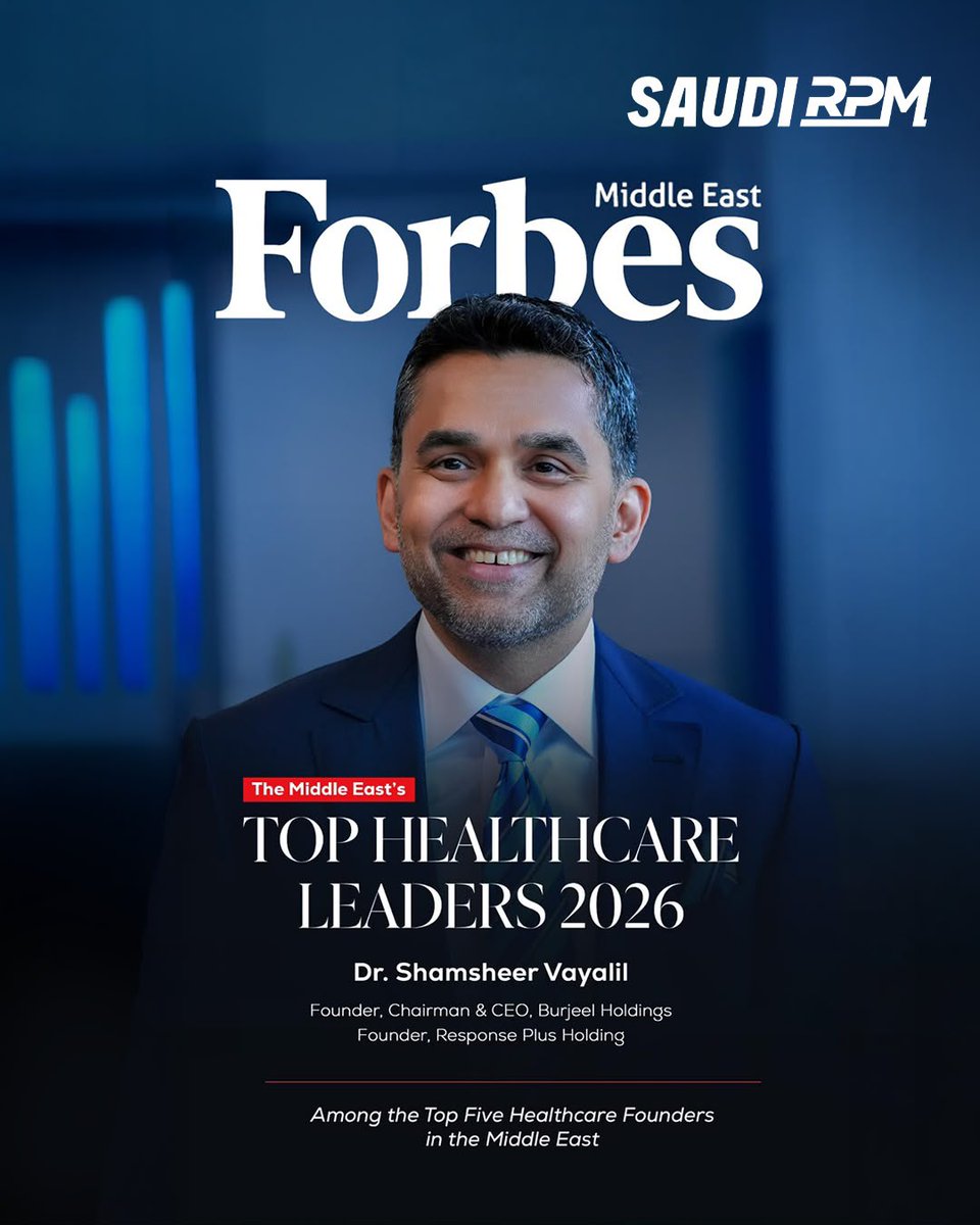 SaudiRPM's tweet photo. Celebrating Visionary Leadership.
Proud to see Dr. Shamsheer Vayalil recognised among the Middle East’s Top Healthcare Leaders 2026 by Forbes Middle East.

#SaudiRPM #ForbesMiddleEast #HealthcareLeadership https://t.co/ucHwmPdAPk