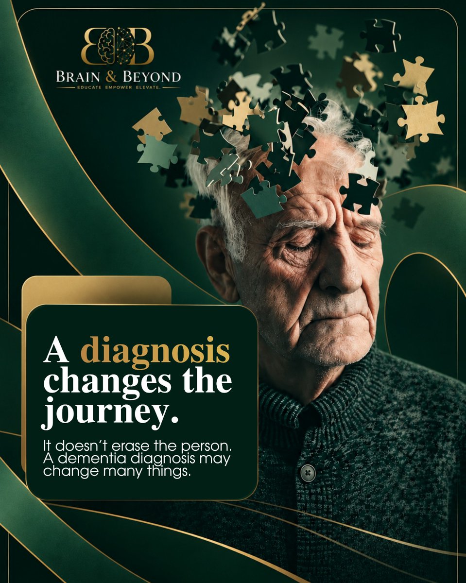 brainandbeyond_'s tweet photo. 🧠 A dementia diagnosis may change many things. But it does not erase a person���s identity, dignity, history, or need for connection.

Behind the diagnosis is still someone who has loved, laughed, worked, raised families.
.
#BrainAndBeyond #DementiaCare #PersonCenteredCare https://t.co/QHGDamUsox