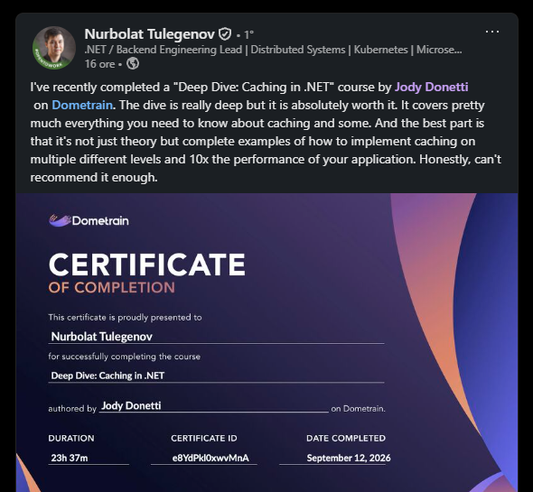jodydonetti's tweet photo. You pour yourself completely for an entire year, days, nights and weekends, all to create the best course you can possibly think of.

Then you hit publish, and hope that it ends up being at least worth the time of your viewers, but honestly... who knows?
But then... https://t.co/JDiV3YCL3P