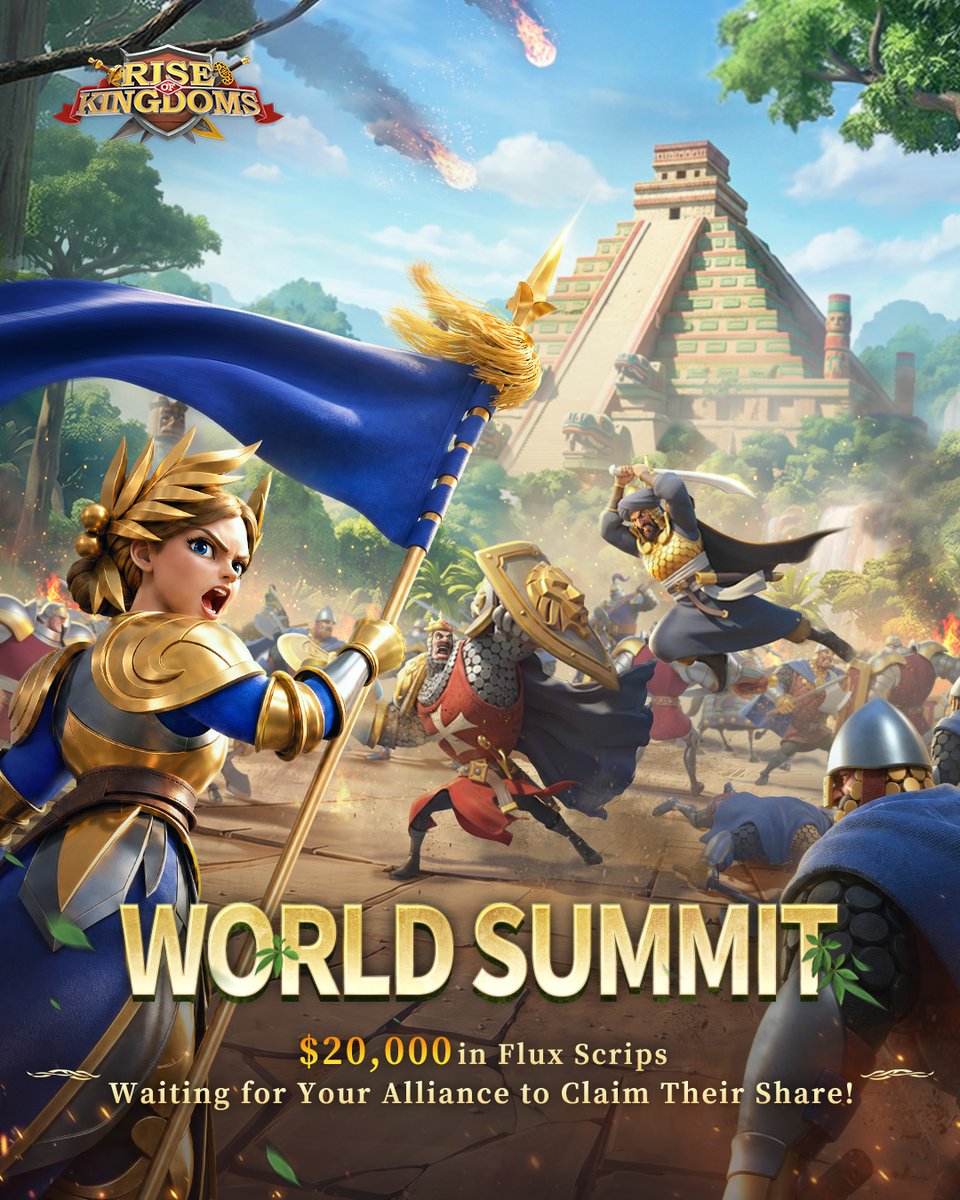 riseofkingdoms's tweet photo. Pre-registration for Server #4188 "Resplendent Rise" is now open!🔥

The server launches on September 24 at 12:00 UTC and will host the "World Summit" event — a $20,000 Flux Scrips prize pool contested across three battles!

Check out for full details🔗https://t.co/0VJG1r2QZ6 https://t.co/Lv0utJfX7a