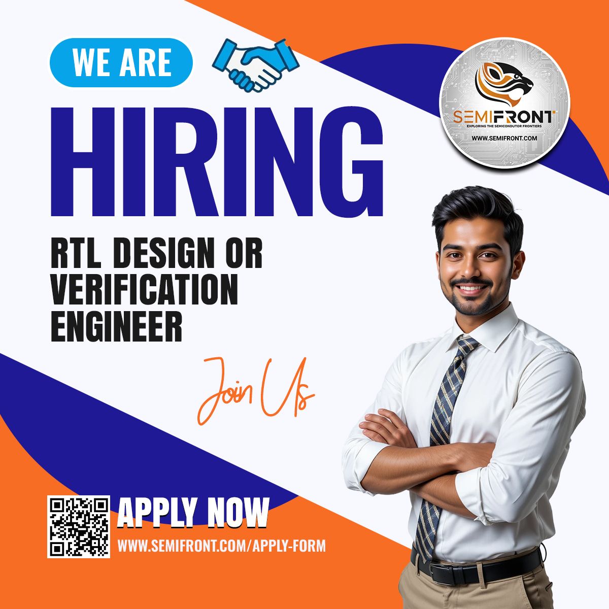 SemifrontTech's tweet photo. 🚀 We're Hiring! RTL Design &amp; Verification Engineers at Semifront. Turn chip architecture into silicon and chase down every corner-case bug. Apply → https://t.co/gqGZFLXRST #VLSI #ChipDesign #Hiring #Semiconductors #RTL #Semifront https://t.co/bB7vOwuFnk