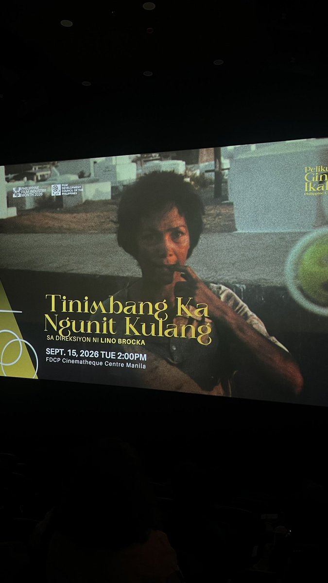 eyroooonnnn's tweet photo. finally got the chance to watch this! ang ganda ng restoration. rinig na rinig ko ang hikbi ng mga katabi ko at gets naman. napakagandang pelikula! congrats, @fdcpofficial #PFIM2026 https://t.co/mJkqiuTik4