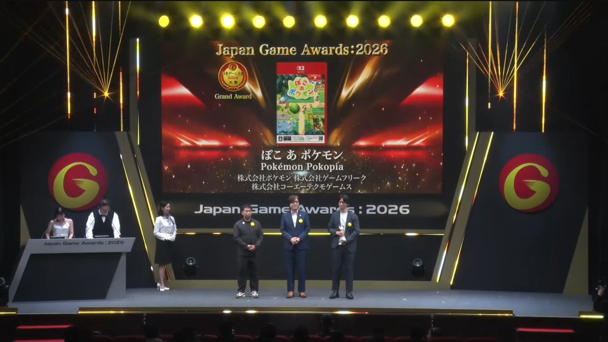 Stealth40k's tweet photo. Pokemon Pokopia won Game of the Year at the Japan Game Awards!

Shigeru Ohmori accepted the award on behalf of Game Freak. https://t.co/0YwoBxquBj
