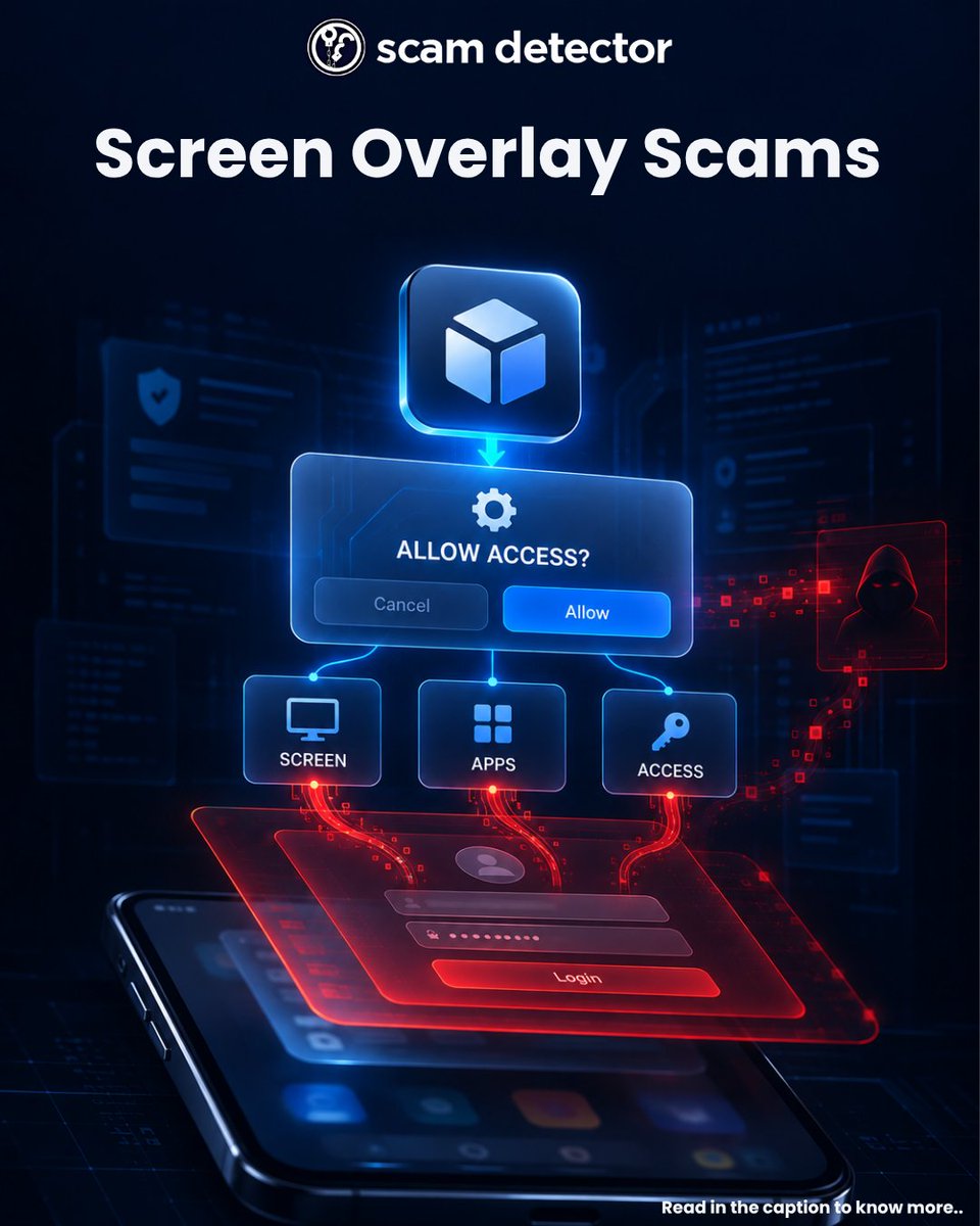 ScamDetector's tweet photo. 🚨 A login screen can look completely normal and still be an overlay.

Malicious apps may display fake screens over legitimate apps to capture sensitive information. Beware! 

👉 https://t.co/7IndNFmlk6

#CyberSecurity #MobileSecurity https://t.co/8Pv5ufDYHu