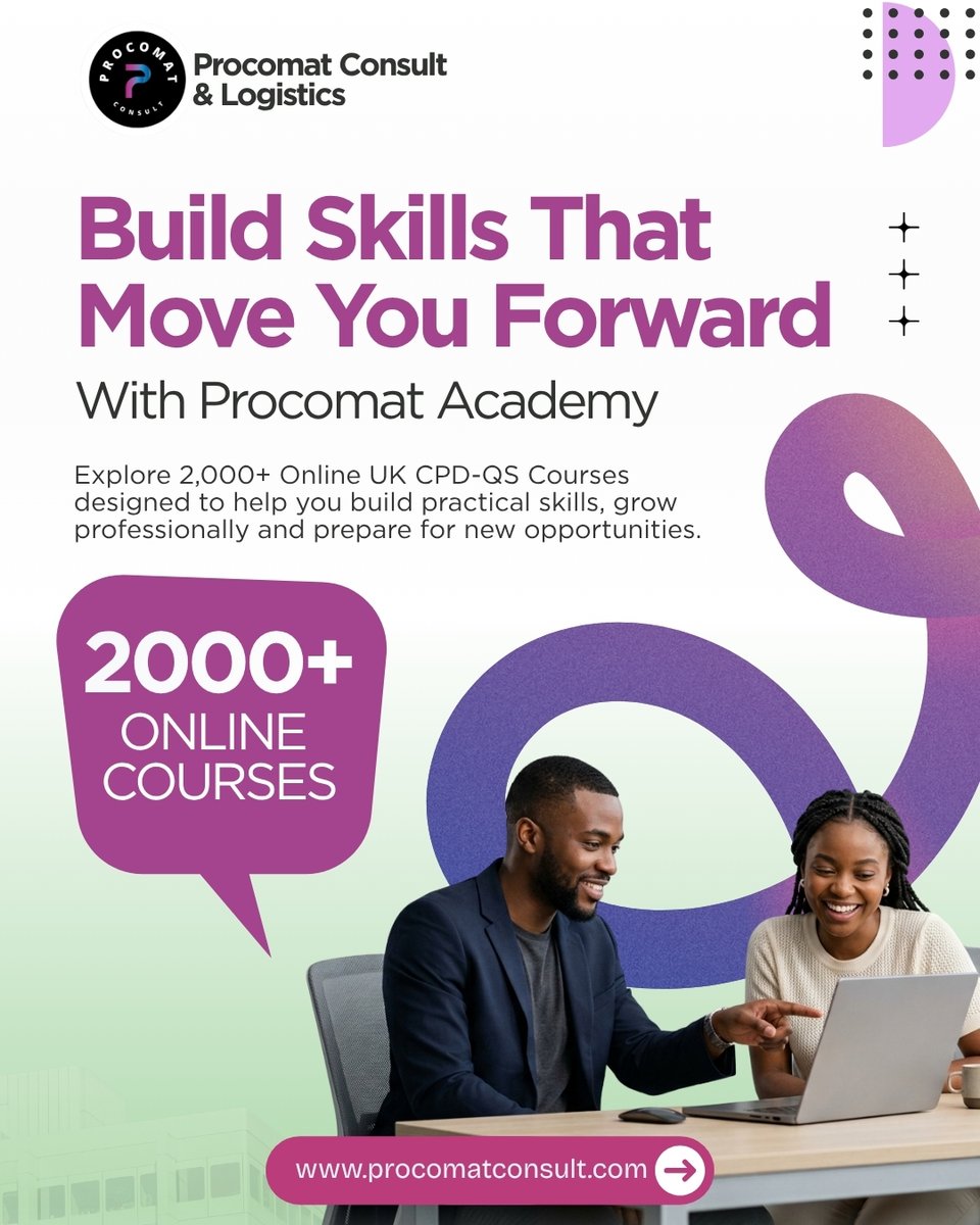 ProcomatConsult's tweet photo. Get ready to explore 2,000+ Online UK CPD-QS Courses designed to help you build practical skills, grow professionally and prepare for new opportunities.
📅 Official Launch: 1st October 2026
🌐 https://t.co/IyHP6N8Zwi
#ProcomatAcademy #OnlineCourses #CareerGrowth #Professional https://t.co/NYdFLTMWKk