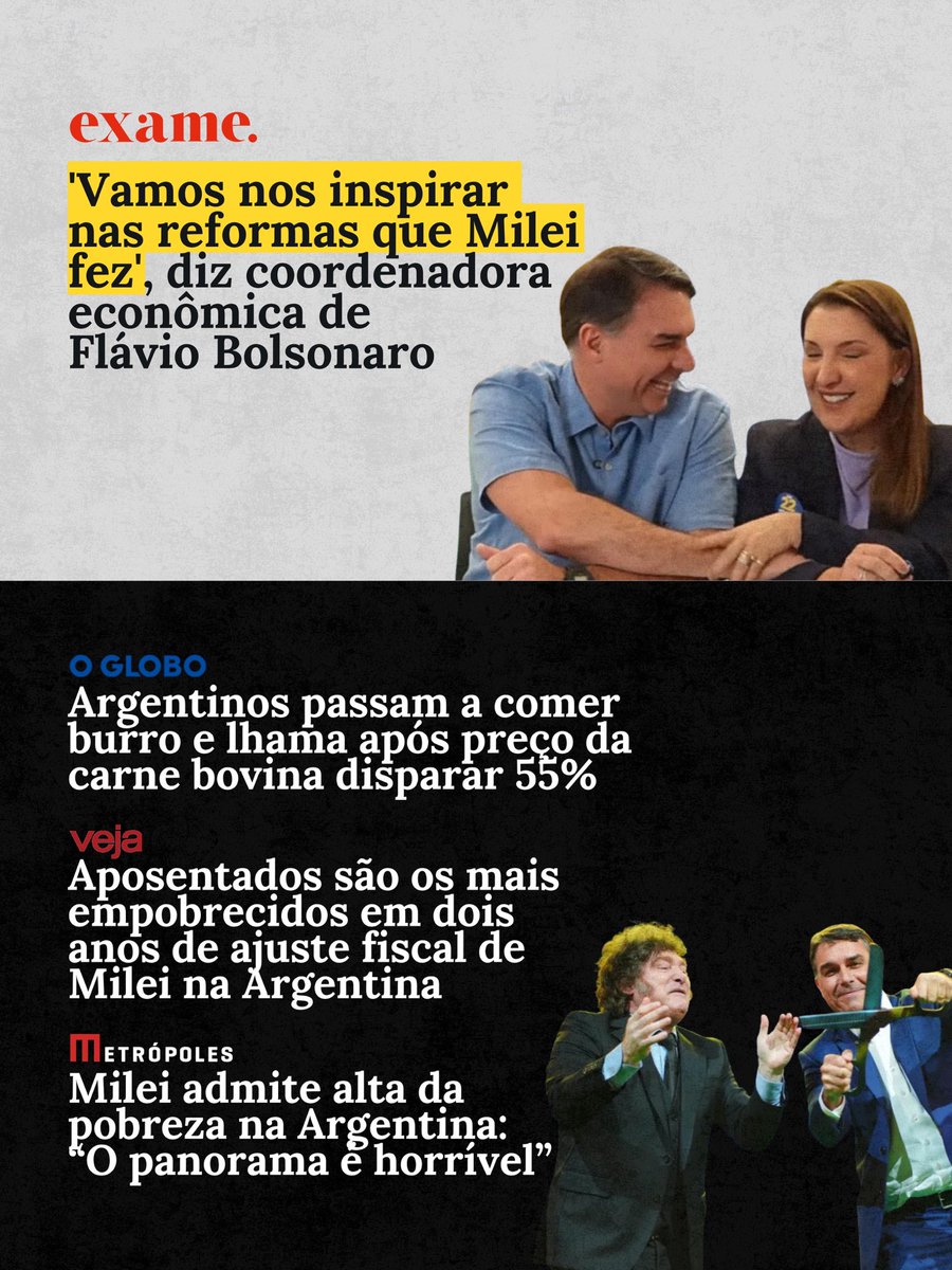 ptbrasil's tweet photo. Essa é a promessa que Flávio Bolsonaro tem para o Brasil? O pai fez o povo comer osso e o filho quer que o povo coma CARNE DE BURRO. Bolsonaro nunca mais! https://t.co/k0yChP3VC1
