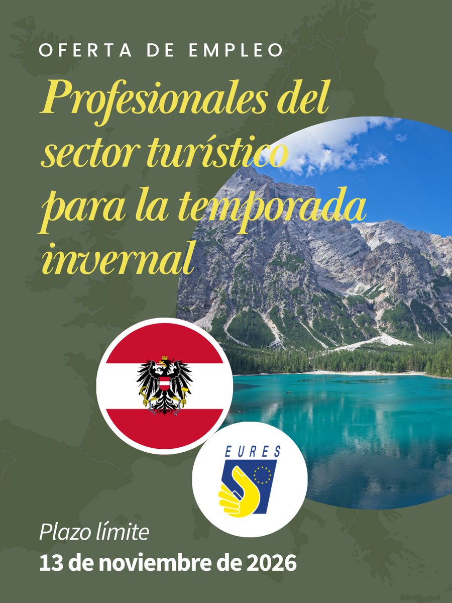 SAEmpleo's tweet photo. 🇦🇹❄️ ¿Quieres trabajar este invierno en el Tirol?
EURES busca perfiles de:
🏨 Recepción
🛏️ Pisos
👨🍳 Cocina
🍽️ Sala y bar
🏠 Comida y alojamiento gratis
🗣️ Inglés y/o alemán
📅 Candidaturas hasta 13/11
🔗 Más información: https://t.co/6zzbJfCSIW
#EURES #SAE #Austria https://t.co/xtdO0fS74Z