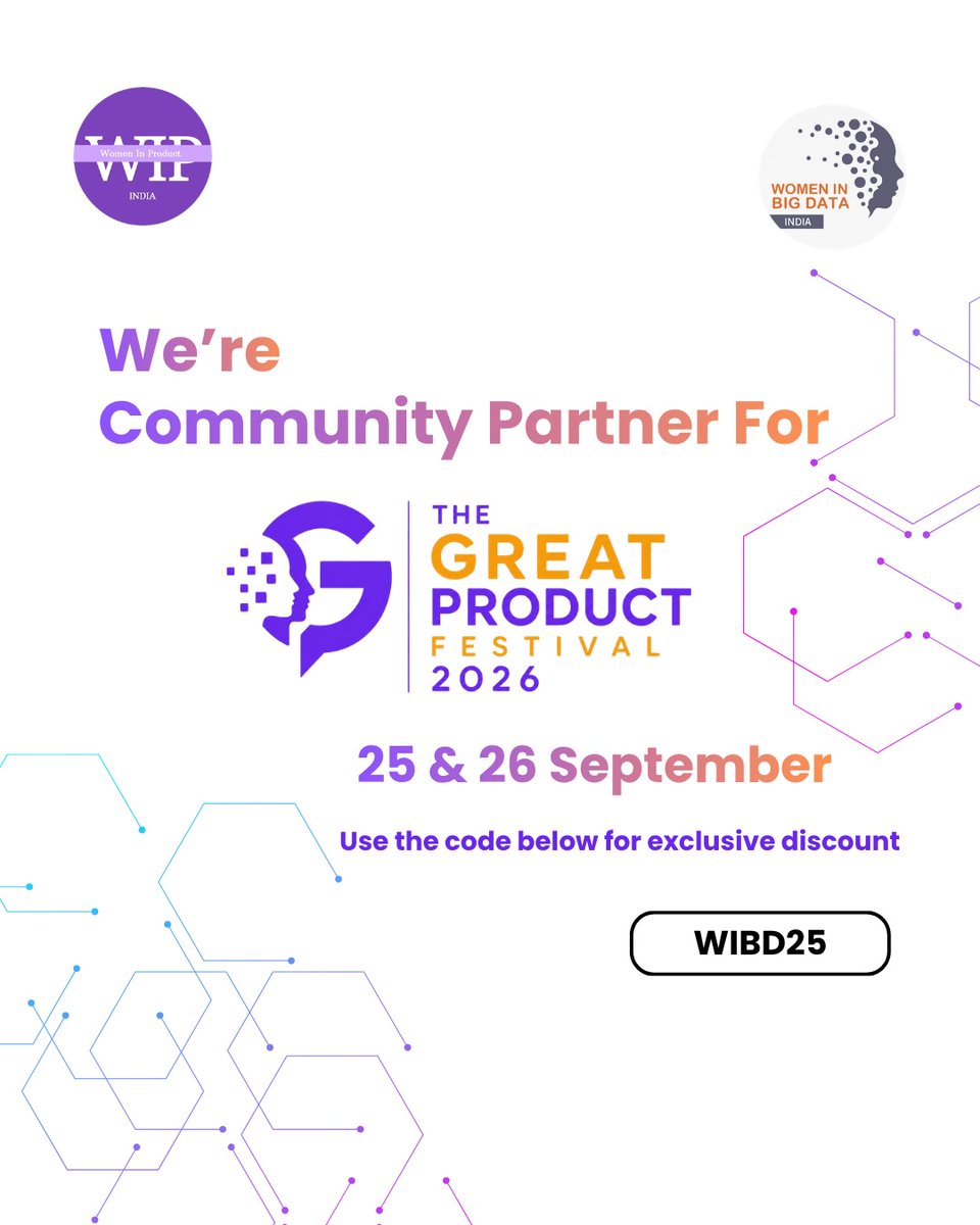 Womeninbigdata2's tweet photo. We are excited to partner with @wipindia  as a Community Partner for The Great Product Festival, happening on 25–26 September at RMZ Ecoworld, Bengaluru.

Grab your conference passes with special coupon code: https://t.co/tizpsbt66n https://t.co/FsySps71i5