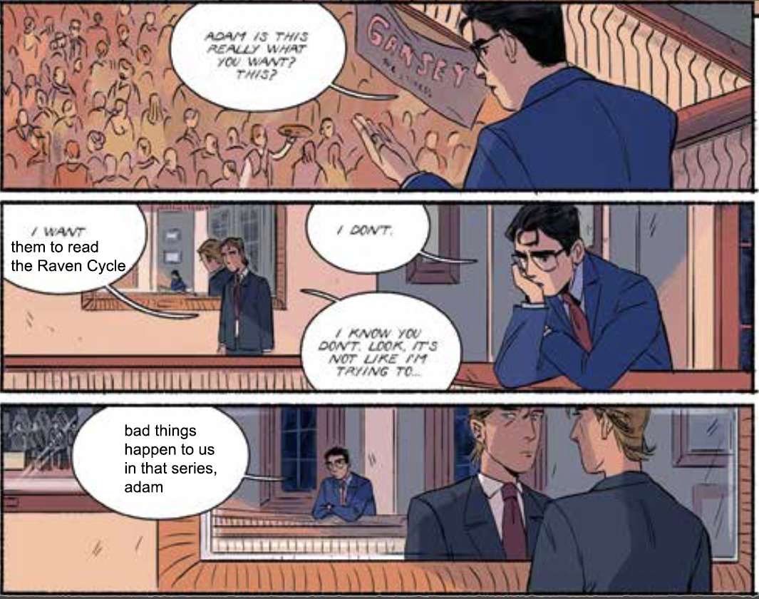 mstiefvater's tweet photo. friendly reminder THE DREAM THIEVES graphic novel adaptation is out and you can get signed copies of it (and the original series) here: https://t.co/PWVdlOGp4M https://t.co/8Re6P7nhdy
