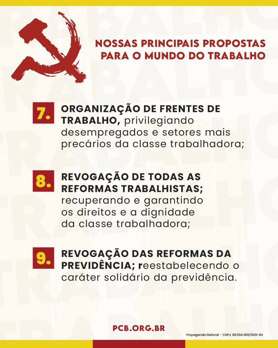 PCBpartidao's tweet photo. Trabalho e Renda. https://t.co/Y4Cl5dPGfS
