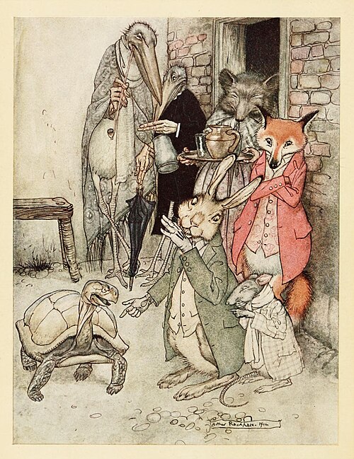 HistoriumU's tweet photo. In Aesop's 'The Tortoise and the Hare', the hare is so confident he naps during the race. The tortoise simply keeps moving and wins. More than 2,000 years later, we're still telling children that consistency can beat swagger. #FairyTaleTuesday

Art: Rackham https://t.co/ufcxlEOaa4