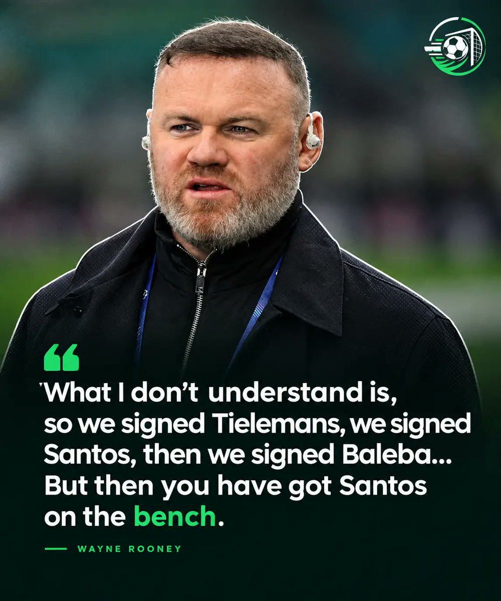 goalsdigest's tweet photo. “What I don’t understand is, so we signed Tielemans, we signed Santos, then we signed Baleba... But then you have got Santos on the bench.”

Wayne Rooney questions why Michael Carrick is freezing out £50m summer signing Andrey Santos at Old Trafford. https://t.co/kI0RUstuQU