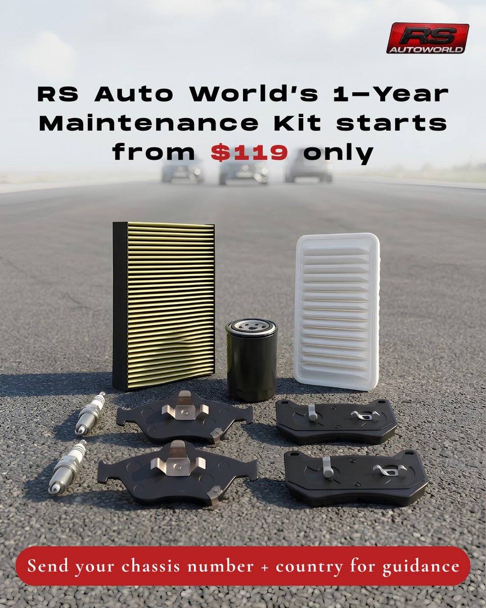 jameshill30932's tweet photo. Buying the car is just the start. Maintenance keeps it reliable. RS Auto World’s 1-Year Maintenance Kit starts at $119. Send your chassis number and country for a quote. https://t.co/sj5OOYixAF