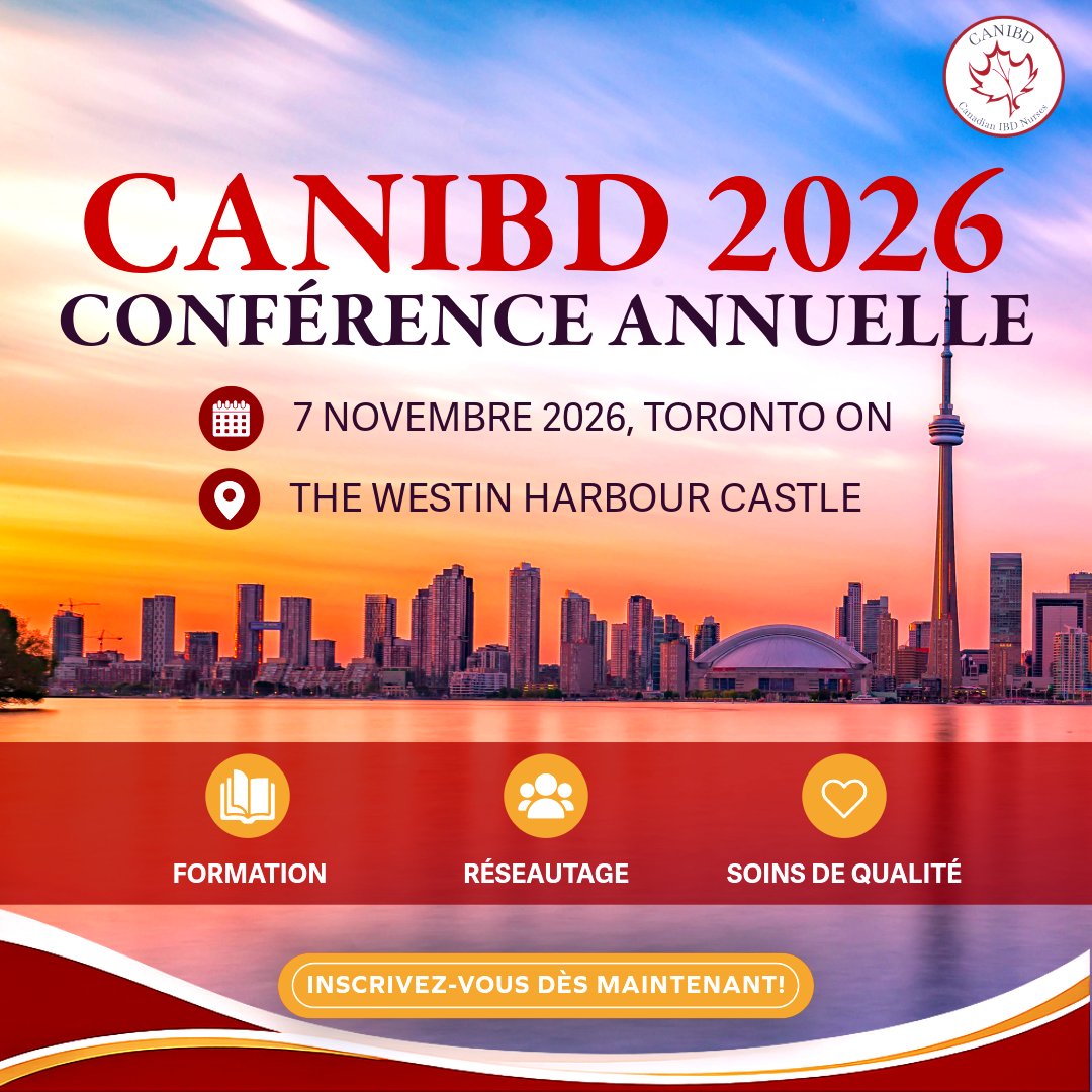 CANIBD's tweet photo. 📣 Participez au congrès annuel 2026 de CANIBD! 

📅 7 nov. Toronto 

Une journée de formation et d’échanges sur les soins des MII. 

👉 Pour vous inscrire, sélectionnez « Nurse », puis CANIBD :  
https://t.co/osNoqgZIXz 

#CANIBD #MII https://t.co/kKL85XLYWu