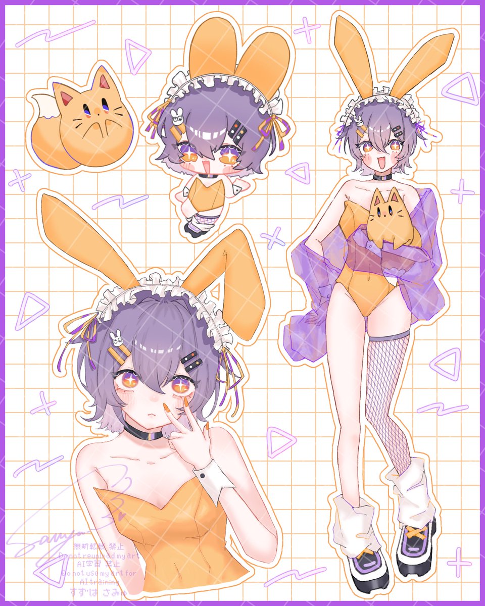 suzuha_samyu's tweet photo. 【 お仕事 】

サブスク依頼にて菰狐きさらぎ様を描かせていただきました！！

今月のテーマは『お月見』ということでバニーちゃん！
きさらぎ様らしいカラーを目指して可愛くお仕立しました🧡💜たくさん見てね🫶

#さみゅの自由帳 https://t.co/JjNoTqHniR
