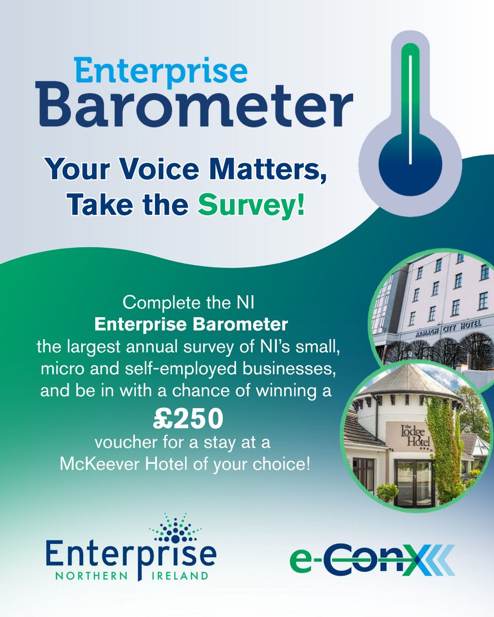 EnterpriseNI's tweet photo. What’s it really like to run a micro or small business in Northern Ireland?
The NI Enterprise Barometer 2026 gives businesses across Northern Ireland the opportunity to have their say.
Take the survey now: https://t.co/TlnmY1Pb1C

Supported by eConX.

#YourVoiceMatters https://t.co/AdQ51J2XZv