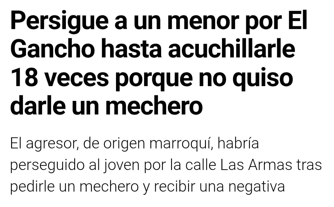 Santi_ABASCAL's tweet photo. Le persigue y le apuñala 18 veces...

Es una "cacería" diaria. Quienes meten a estos salvajes en España desprecian tanto la vida de los españoles como el salvaje que intenta matarlos por un mechero. https://t.co/R4EeeImeF0
