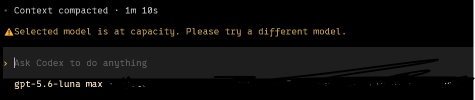 leomosia's tweet photo. Well this is new. "Selected model is at capacity. Please try a different model." https://t.co/md7une4bO5