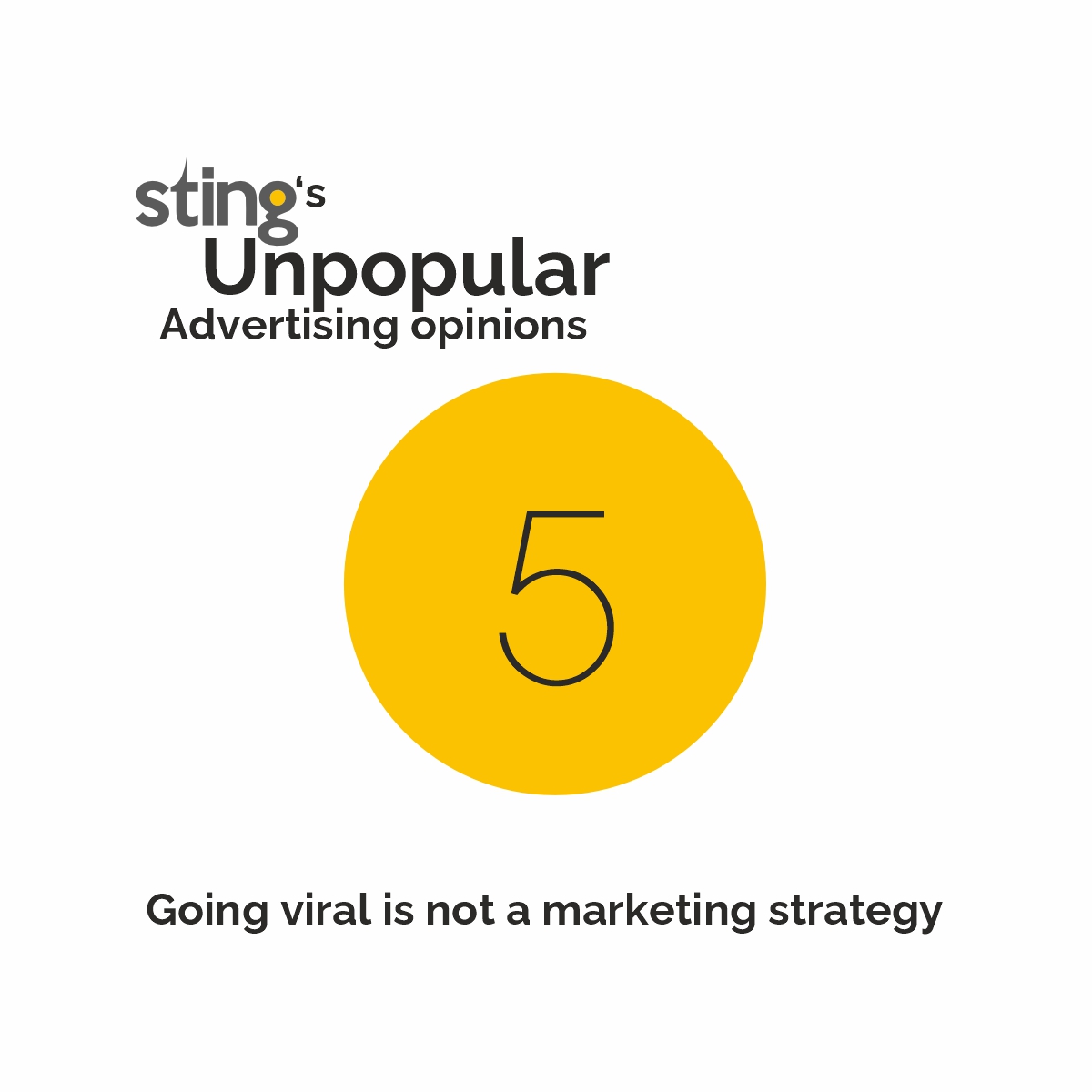sting_ad's tweet photo. What’s your unpopular advertising opinion? Drop it in the comments.
#StingCommunications #UnpopularOpinions #Advertising #MarketingStrategy #BrandBuilding #DigitalMarketing #CreativeAdvertising #MarketingMatters #BrandStrategy #ContentMarketing #AdvertisingAgency #CreativeAgency https://t.co/Kk5qGj5HZc