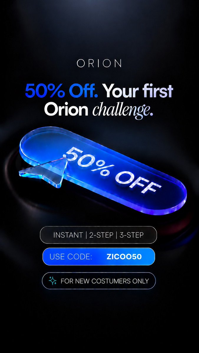 ZicoFago's tweet photo. 📊 GOOD AFTERNOON TRADERS 📉 📈.

🛑Partnership announcement  🛑

I just partnered with Orion Fundedcom @Orionfundedcom

✅With this partnership you can get Up to 50% OFF using my code :  ZICOO50   new customers only.

✅Get started: https://t.co/dgdY71y7x0

Many Discount and offers are coming lets go.

#Propfrim #orionfunded