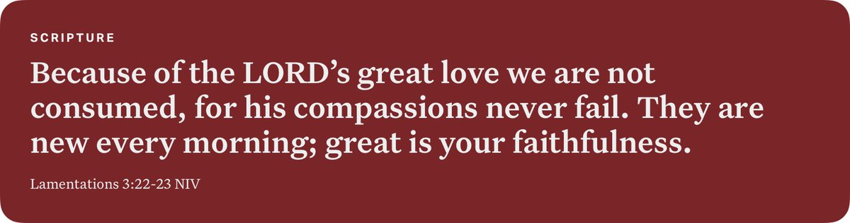 JamesW_RCM's tweet photo. Lamentations 3:22-23 NIV https://t.co/iYHp6QHrPj https://t.co/3N6WaUXsbg
