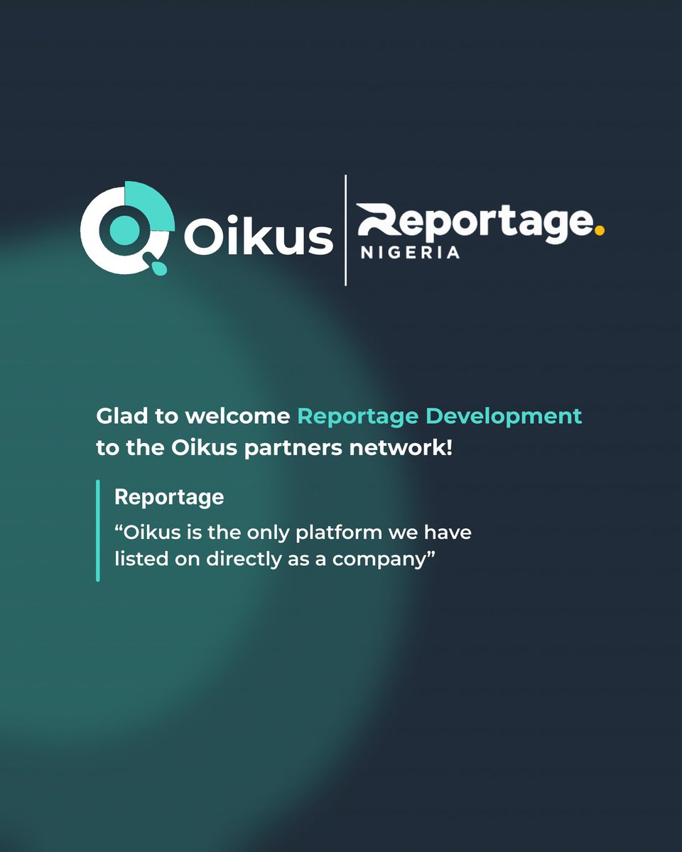 Oikusproptech's tweet photo. Quality > Quantity.

Welcome Reportage Development to the Oikus Partners Network 🇦🇪🇳🇬

Their words: "Oikus was the only platform approved by the board to get our properties listed directly on."

That's an integrity stamp.

#Oikus #PropTech https://t.co/17af3GpklT