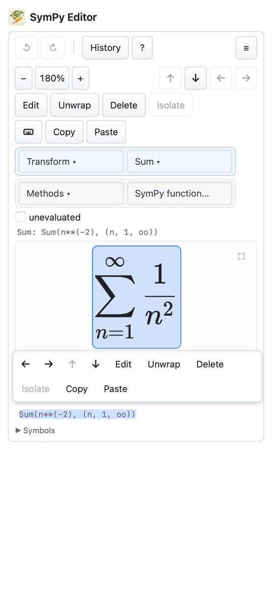 Upabjojr's tweet photo. SymPy Editor has been launched on github: https://t.co/NqPBXf4yqT

It works as Jupyter widget, webapp, Android app and (soon) iOS app.

#math #algebra @SymPy @PlanetSymPy https://t.co/h1AjgTT1rx