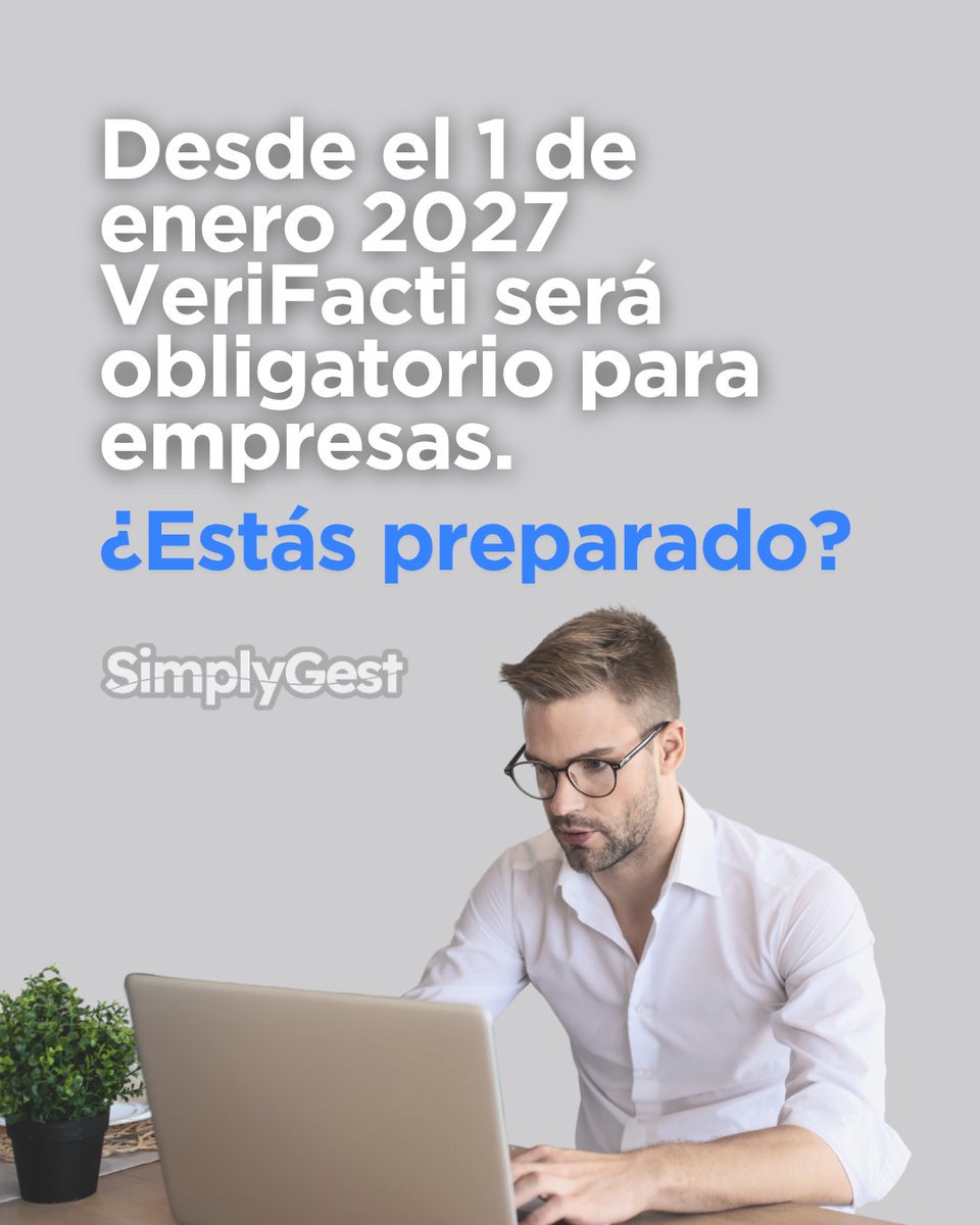 simplygest's tweet photo. ⚠️ ¿Tu empresa está preparada para 2027?

📅 Desde el 1 de enero, las empresas que tributan por el Impuesto sobre Sociedades deberán adaptar sus sistemas de facturación a VERI*FACTU.

💻 Con SimplyGest puedes hacerlo de forma sencilla y con tiempo.

#SimplyGest #VeriFactu https://t.co/xnghmDyyB2