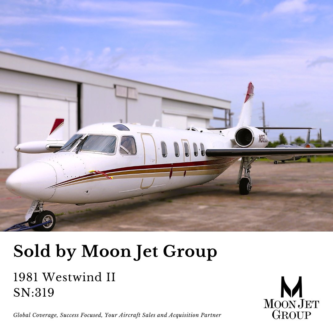 MoonJetGroup's tweet photo. Sold! Westwind II (SN319)

Moon Jet Group is delighted to announce the successful sale of this US based Westwind II on behalf of an owner. Congratulations to all involved in this cross border transaction and to the new aircraft owner.

#moonjetgroup #aircraft #aircraftsales https://t.co/bFNvuNeUa0