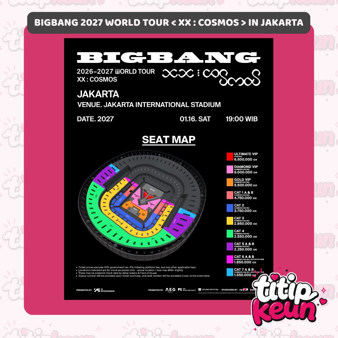 titipkeun's tweet photo. OPEN TICKETING SERVICE JASWAR [BIGBANG 2026-2027 WORLD TOUR < XX : COSMOS > IN JAKARTA]

🖇️ Form : https://t.co/rE9JDuHg3s
💸 Fee 250-450/tix
🎫 Bookslot 25k/tix
✅ Self Payment &amp; Data
✅ Presale Dyandra &amp; Gensale

jaswar jastip ticketing bigbang 2026-2027 world tour https://t.co/SOLGW0y9Sz