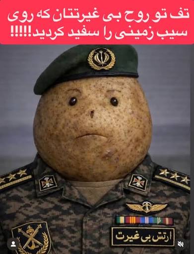 LaghDahan's tweet photo. @Esmaili_ir یکی از ارتشیان بی غیرت جمهوری اسلامی 
خاک علم بر سر همه شما سیبزمینی های بیچاره
#مرگ_بر_جمهوری_اسلامی_ومزدوران_حرامزاده‌اش https://t.co/yZleHGqpWu
