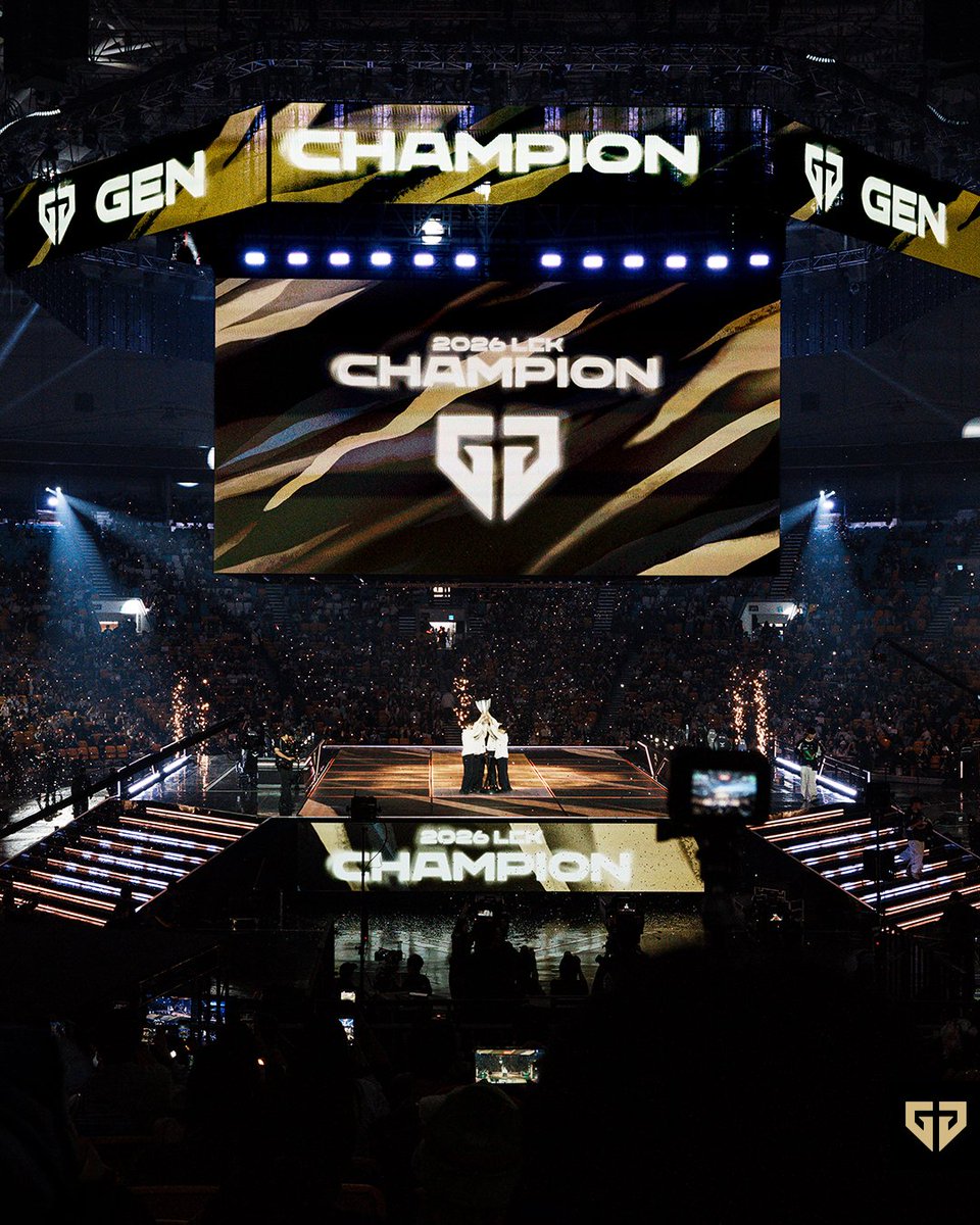 GenG's tweet photo. 𝗔 𝗠𝗢𝗠𝗘𝗡𝗧 𝗧𝗢 𝗥𝗘𝗠𝗘𝗠𝗕𝗘𝗥 🏆

A moment worth keeping.
Here’s the moment we became 2026 LCK Champions.

오래도록 간직할 수 있도록,
2026 LCK 우승의 순간을 담아 전합니다. https://t.co/Wyy2dN0uJ0