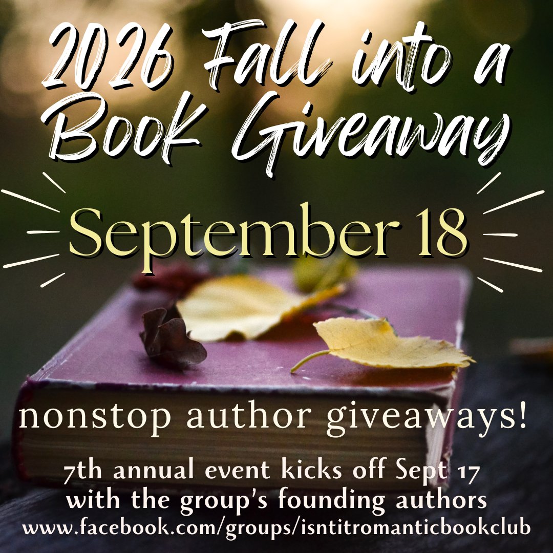 ZoeDawsonAuthor's tweet photo. SAVE THE DATE 
Fall Into a Book Giveaway 
Friday, Sept. 18th - IN 3 DAYS!!!! 
Giveawys from 300+ authors! 
Readers: Join the Isn't It Romantic Club to participate ~ https://t.co/GmoAxM5J0I 
Authors ~ Sign up here: https://t.co/0nx7cu7kK4 https://t.co/vlAWo6pRnL
