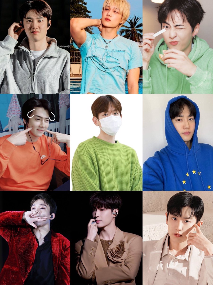 kimleeplay's tweet photo. สีของเอ็กโซทั้ง 9 คน เรียงตามวันเกิด ✨ https://t.co/6tr3pNutgq