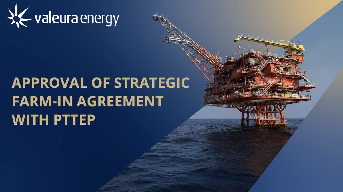 ValeuraEnergy's tweet photo. Cabinet of the Government of #Thailand has granted executive approval for the transfer of 40% working interest from #PTTEP to #Valeura in blocks G1/65 and G3/65.
https://t.co/tHPEU44S0T
$VLE $VLERF #Farmin https://t.co/lMezUatINU