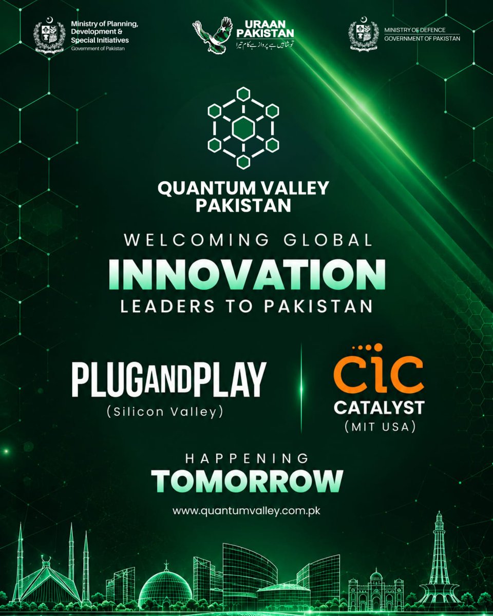 quantumvalleypk's tweet photo. A new era of innovation is about to begin. 🇵🇰
Happening tomorrow.

#QuantumValleyPakistan #Innovation #Technology #Research #Pakistan #FutureReady #LaunchCeremony https://t.co/tcLLWHonnM