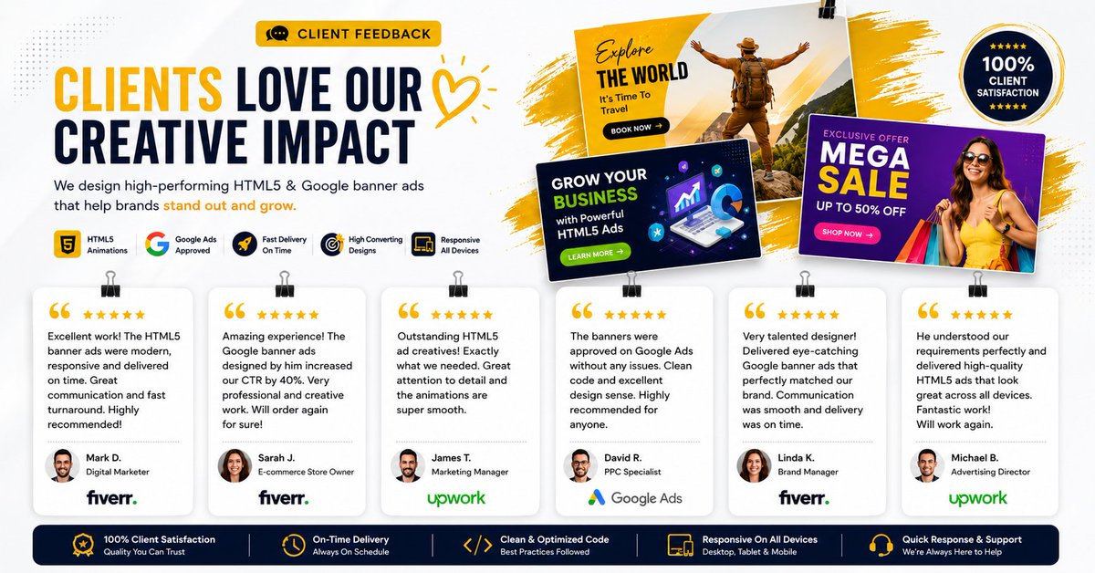 AreeshaBt's tweet photo. Responsive HTML5 Banner Ads for Modern Digital Campaigns🚀 Ideal for Google Display, retargeting, eCommerce &amp; promotional campaigns. https://t.co/pFIytuNmMv 
#WWERaw📷 #popmaster #LEENEW #thismorning #RobinhoodChain #CLARITY #KuListing #KuCoin #BitgetTurns8📷 #HarryStyles #Soyeon https://t.co/zUUsvfstUc