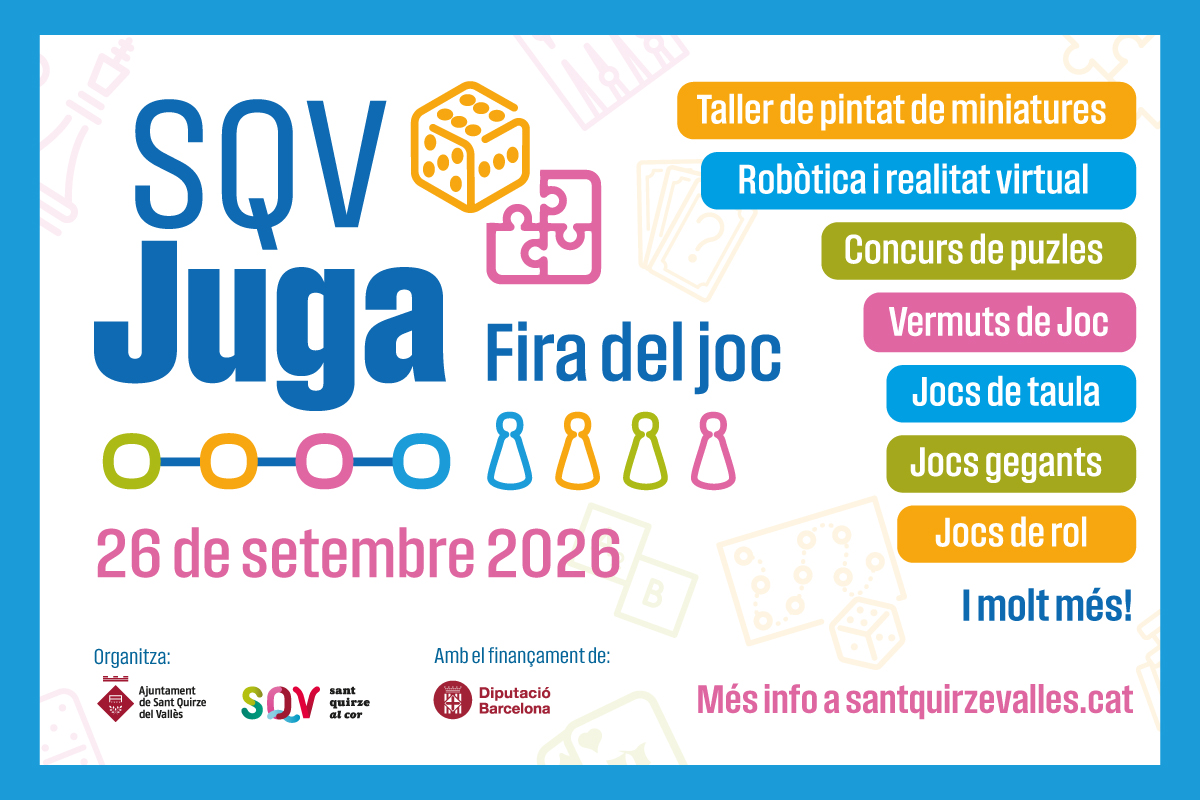 ajsantquirze's tweet photo. 🎲🧩 El dissabte 26 de setembre arriba la III edició del SQV Juga, la Fira del joc de #SQV! Tot l'univers dels jocs omplirà carrers, aparadors i espais del nostre poble.

🫶 Apunta-t'hi i juga!

ℹ️✍️ Més informació i inscripcions:

👉 https://t.co/1UwUMa3egd

#SQVjuga https://t.co/SJCfIyCyCW