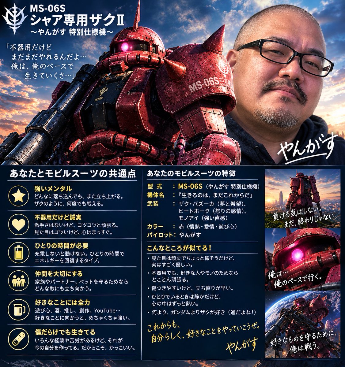 yan_garu's tweet photo. モビルスーツに例えてもらいました。
赤い彗星でした🙃
ボクの顔似てない😓 https://t.co/pptShqNZgJ