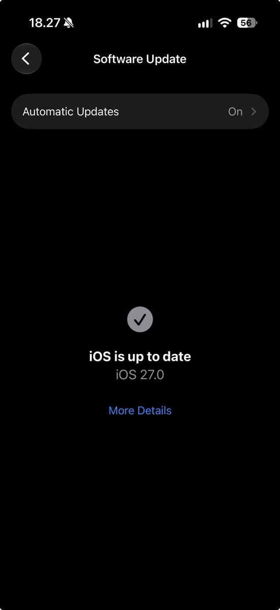 iyedanday's tweet photo. iOS 27 di jam 18.27 https://t.co/ttqDYgOT5W